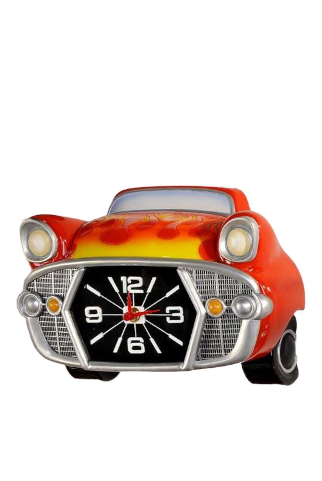 Vintage Car Design Wall Clock Retro Look Red 10" Long Polyresin Battery Man Cave - $69.29