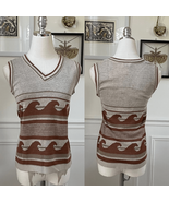 Vintage 70s Campus Casuals Brown Wave Sweater Vest XS - €29,04 EUR