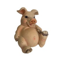 Vintage pig Figurine Home Decor 6 In. Hard Plastic Blow Mold Farmhouse Barn - £19.73 GBP