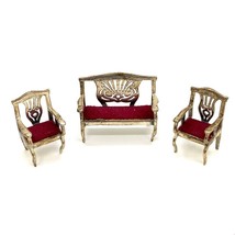 Vtg Sterling Hallmark 925 Medusa Oro Italy Sofa Set Red Cushion Figure Miniature - £135.95 GBP