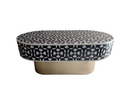 Handcrafted Bone Inlay oval Coffee Table, Living Room bone inlay furniture, - $25,308.45 MXN