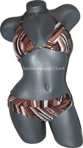 NWT TRINA TURK designer bikini swimsuit brown 8 makes a tan pop! triangle slide - £52.48 GBP