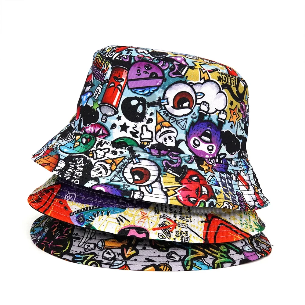 Panama Bucket Hats Animal Letter Print Fisherman Hat Summer Sun Hats For Women - £12.00 GBP+