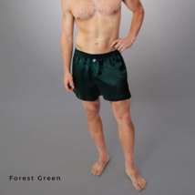 One Linda Hartman Men&#39;s 100% Pure Silk Boxers Size XX-Large Forest Green - £26.32 GBP