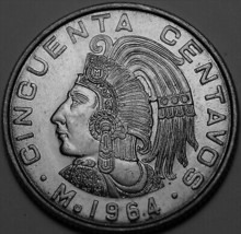 Mexico 50 Centavos, 1964 Gem Unc~Cuauhtemoc~1st Year Ever - £3.83 GBP