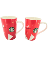 Christmas Holiday Starbucks Coffee Mug Red White Partridge Green Logo On... - £23.55 GBP