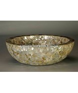18&quot;x14&quot; Elegant Marble Oval Wash Basin Vessel Sink Mother of Pearl Custo... - £876.93 GBP