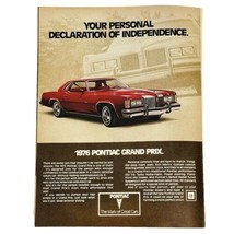 Vtg 1976 Pontiac Grand Prix Magazine Print Ad The Mark of Great Cars 8&quot; ... - $6.62