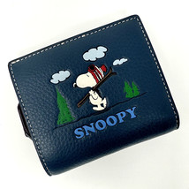 Coach X Peanuts Snap Wallet With Snoopy Ski Motif in Denim Multi Leather... - £169.73 GBP