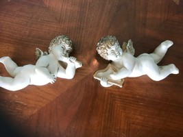 Pair 2 Vintage Cherubs Angels Universal Statuary  Statues Wall Plaques D... - £22.15 GBP