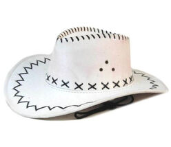 6 WHITE LEATHER COWBOY HAT  hats western wear unisex BULK LOT cowgirl me... - $34.13
