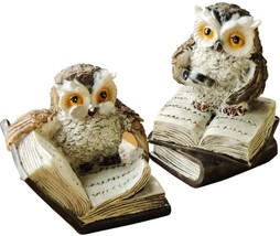 2pcs Owl Reading Book Figurine Cute Owl Crafted Statue for Home Decoration - $15.99