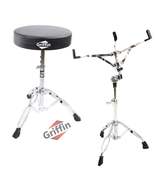 GRIFFIN Snare Stand &amp; Drum Throne (2-Pack Set) - Chrome Percussion Hardw... - $58.95