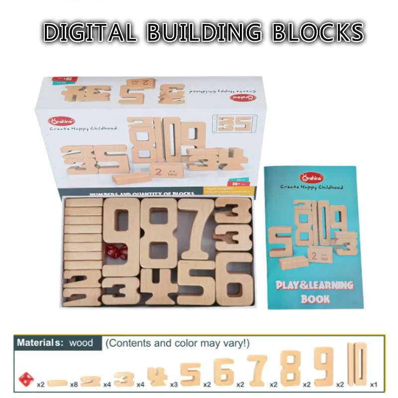 Number Building Blocks Wooden Math Digital Toys Baby Balance Block Toy - £51.02 GBP+