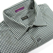 Paul Smith Men&#39;s Gingham Plaid Shirt Slim-Fit Forest Green Italy Size 15/38  - £19.77 GBP