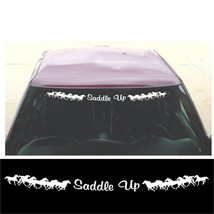 Windshield Decal SADDLE UP running horse for truck, 4x4 SUV trailer WHITE - £12.76 GBP