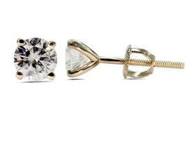 14k Yellow Gold 5mm Screw Back 1ct GDTC Lab Grown Moissanite Stud Earrings - £237.13 GBP