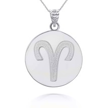 Personalized Engrave Name Zodiac Sign Aries Round Silver Pendant Necklace - £31.19 GBP+