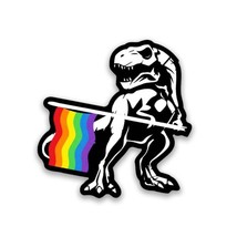 Trex Gay Pride Flag Vinyl Sticker 3.5&quot;&quot; Wide Includes Two Stickers New - £9.13 GBP