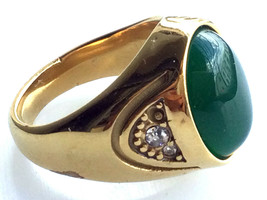 Green Jade Stone, Magic Gold 18K Ring, Real Luxury Lucky Life, Top Thai ... - £19.66 GBP