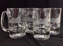 NASA Space Shuttle Engraved Heavy Beer Mugs Glasses Set Of Four - £48.58 GBP