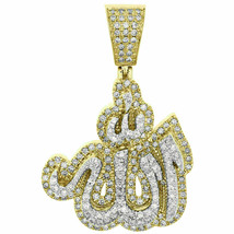 3 Ct Diamond Islamic Allah Tiered Pendant 1.80&quot; Pave Charm 14K Yellow Gold Over - £125.03 GBP