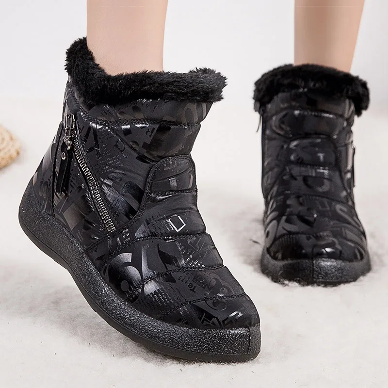 Oots 2022 waterproof ankle boots for winter shoes women low heels snow botas mujer keep thumb200