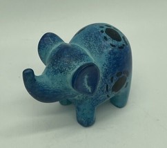 Stone Elephant Small Figure Figurine 2.75” By 2.25” Blue  Collectible - £10.65 GBP