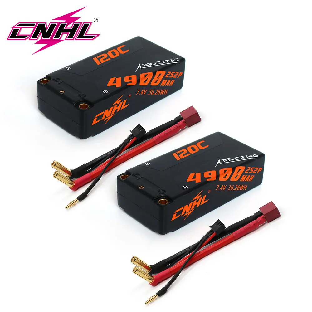 2PCS CNHL 2S Shorty Lipo Battery 7.4V 4900mAh 120C HardCase With Deans T Plug - £56.90 GBP+