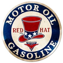 Red Hat Gasoline 42&quot; Round Metal Sign - £312.58 GBP