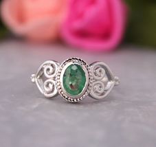 Natural Emerald Ring Handmade 925 Sterling Silver Ring Wedding Engagemen... - £48.98 GBP