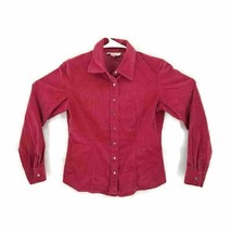 Doncaster Womens Corduroy Button Down Shirt Pink Long Sleeve Collar Stre... - £14.19 GBP