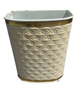  ️ Vintage 60s Padded Vinyl Wastebasket White Gold Quilted Midcentury Chic - $613.48 MXN