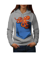 Wellcoda Octopus Pocket Womens Hoodie, Sea Animal Casual Hooded Sweatshirt - £28.39 GBP