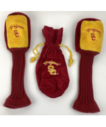 2 x Vintage 80s USC Trojans Golf Club Driver Head Cover w Bag Cardinal &amp;... - $546.39 MXN