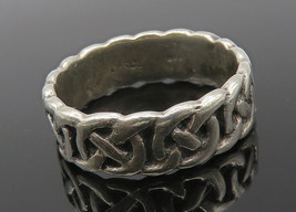 PETER STONE 925 Sterling Silver - Vintage Celtic Knot Band Ring Sz 7 - RG11612 - £30.79 GBP