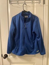 MED COUTURE Women&#39;s Athletic Zip Up Track Jacket Coat Blue Size Medium - £41.98 GBP