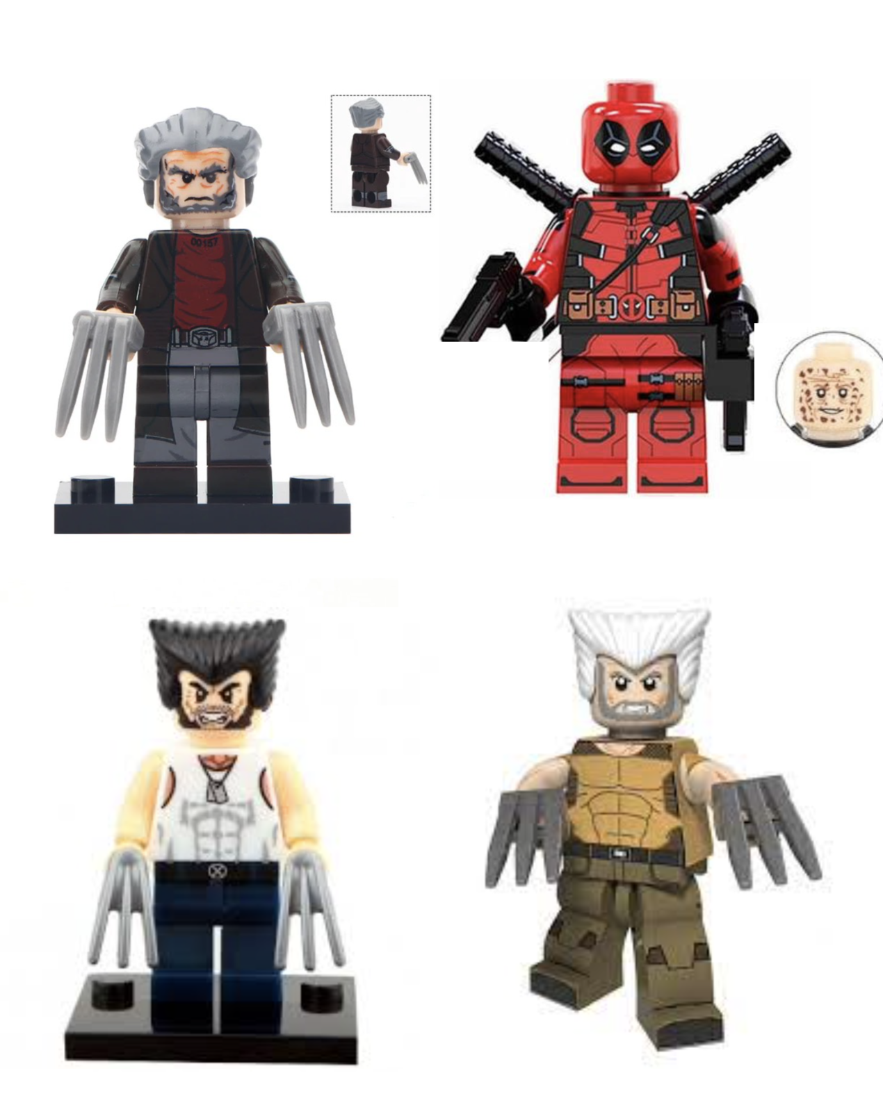 Wolverine Deadpool Old Logan comic minifigures building blocks custom 4pc - $34.99