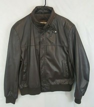 SADDLERY Vtg LEATHER Cafe Racer Bomber Hooded JACKET Mens Size L 44 Brown - £73.84 GBP