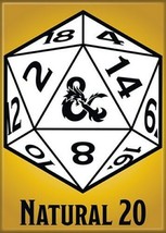 Dungeons &amp; Dragons Game Natural 20 Dice Image Refrigerator Magnet NEW UN... - £3.18 GBP