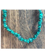 Natural Green Malachite Genuine Gemstone Chip Necklace 30&quot; Boho Style Women - $19.99