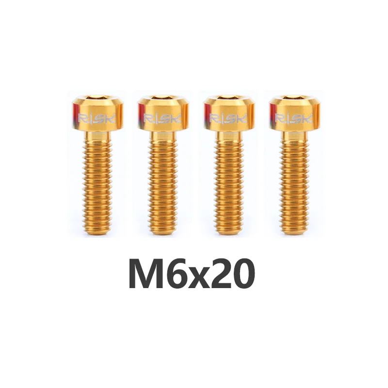 RISK 4pcs M6x20 M6*18 M6*16 Titanium Ti Alloy MTB Bicycle Crank Fixed Bolts TC4  - £88.72 GBP