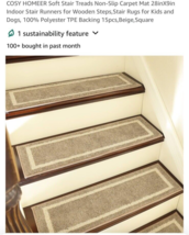 Non Slip Stair Treads 8 Packs 8&quot;x30&quot; Carpet Mat for Indoor Wooden Stairs, - $21.66