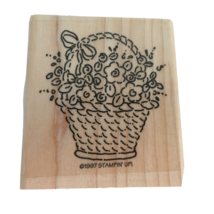 Stampin Up Basket of Flowers Rubber Stamp Gift of Happiness Card Making Craft - £2.34 GBP