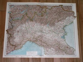 1930 Original Vintage Map Of Northern Italy Venice Milan Turin Lombardy - £21.86 GBP