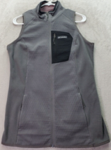 Columbia Vest Mens Medium Gray Fleece Pockets Oversized Logo Omni Heat Full Zip - £14.58 GBP