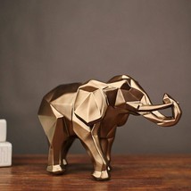 Abstract Gold Resin Elephant Statue For Home Decor - Sculpture Of Animal - £35.96 GBP