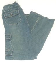 Vintage Denim Pretty Girl Womens 90s cargo multi pockets Boot Cut Jrs jeans 9 10 - £31.60 GBP