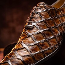 Marco Di Milano Genuine Pirarucu Exotic Lace-Up Olivieri Clear Brown image 11