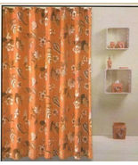 Jessica McClintock Astrid Coral Spice Floral Fabric Shower Curtain Beige... - £11.77 GBP